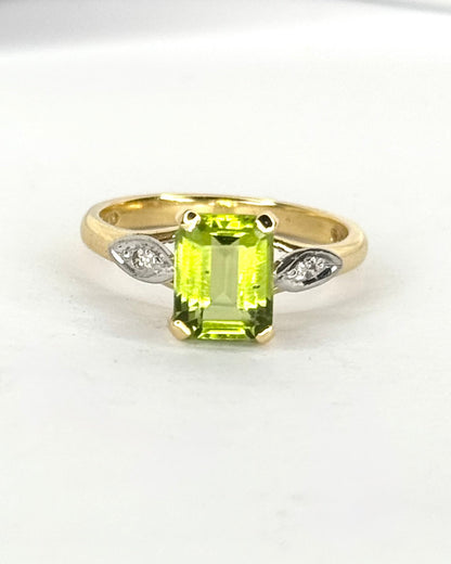 Bague Trilogie Péridot 1.80 carat &amp; Diamants 3.53g "Anissa" - Elliade Paris