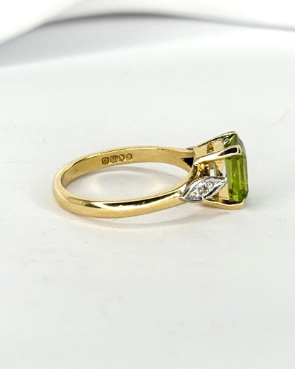 Bague Trilogie Péridot 1.80 carat &amp; Diamants 3.53g "Anissa" - Elliade Paris