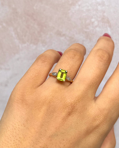 Bague Trilogie Péridot 1.80 carat &amp; Diamants 3.53g "Anissa" - Elliade Paris