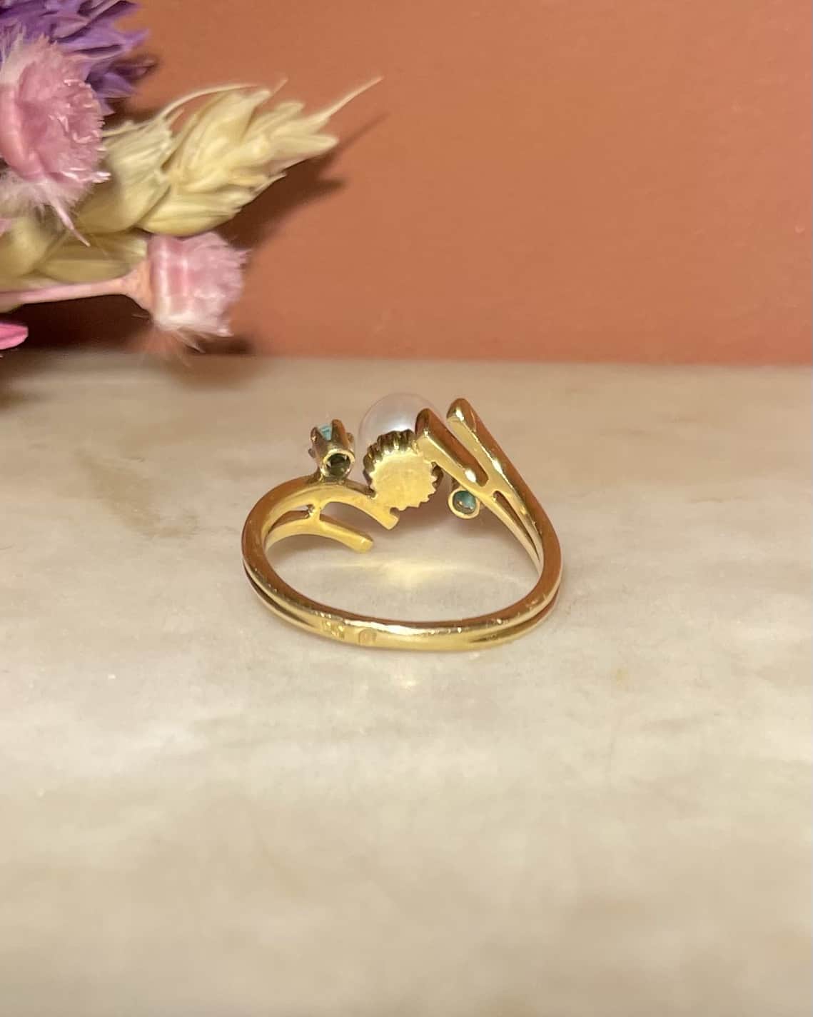 Bague Trilogie Perle &amp; Turquoises &quot;Lise&quot; - Elliade Paris