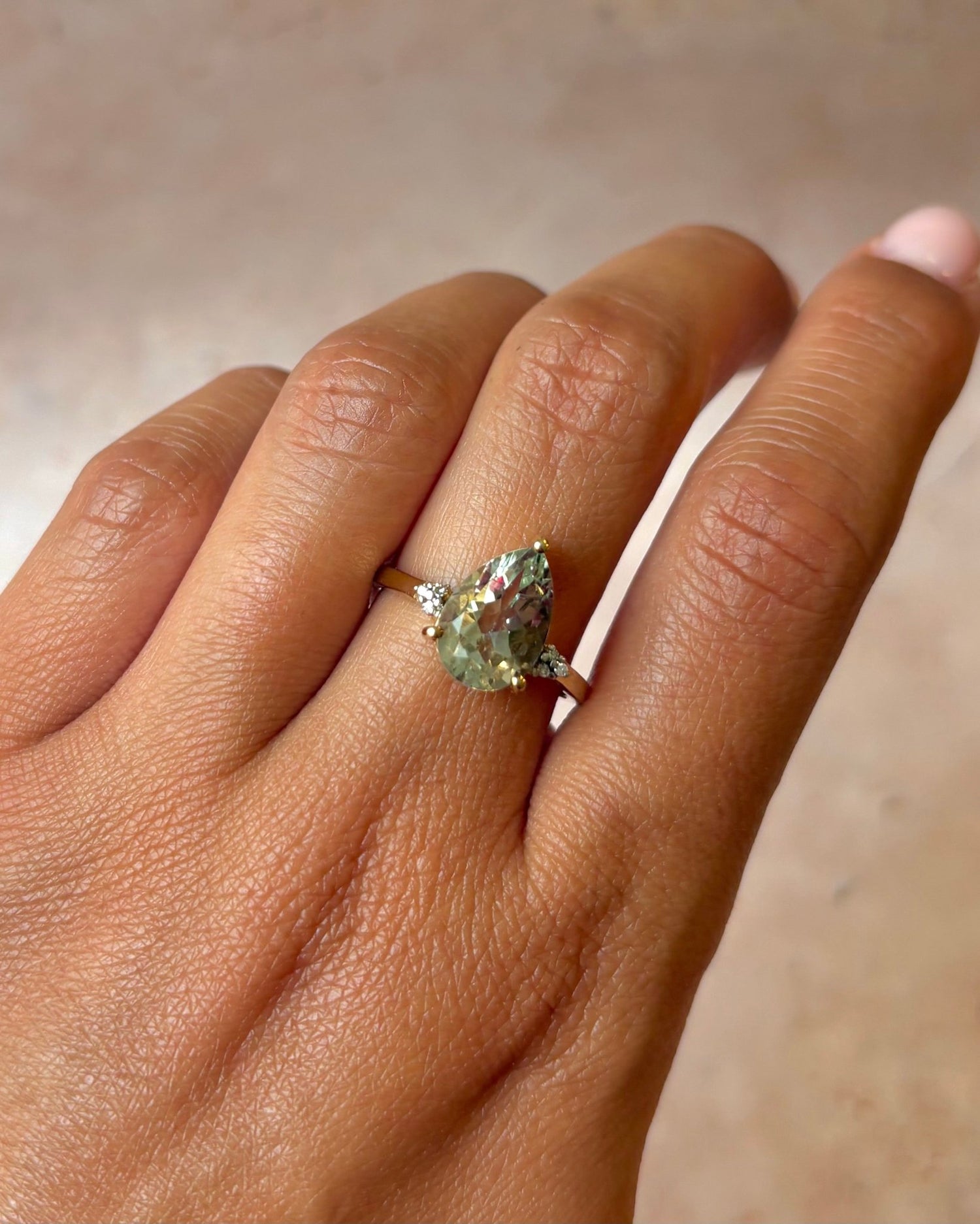 Bague Trilogie Prasiolite 3.10 carats &amp; Diamants "Marta" - Elliade Paris