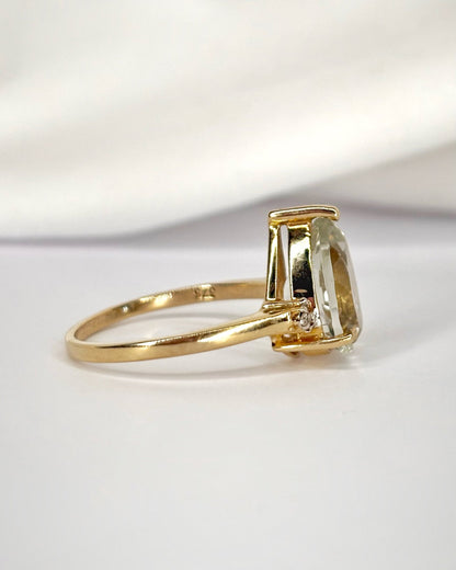 Bague Trilogie Prasiolite 3.10 carats &amp; Diamants "Marta" - Elliade Paris