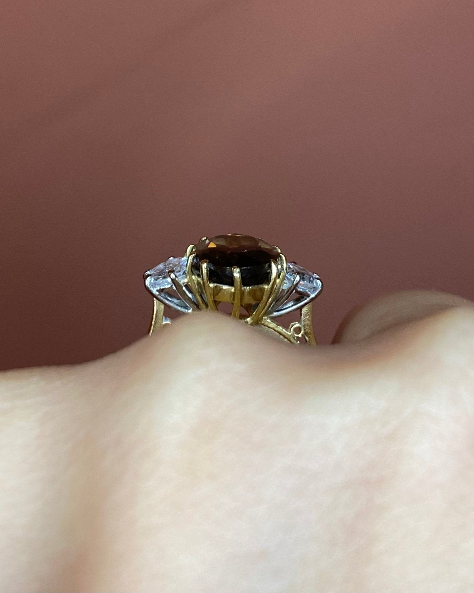 Bague Trilogie Quartz 4 carats &amp; Diamants 0.66 carat "Lilia" - Elliade Paris