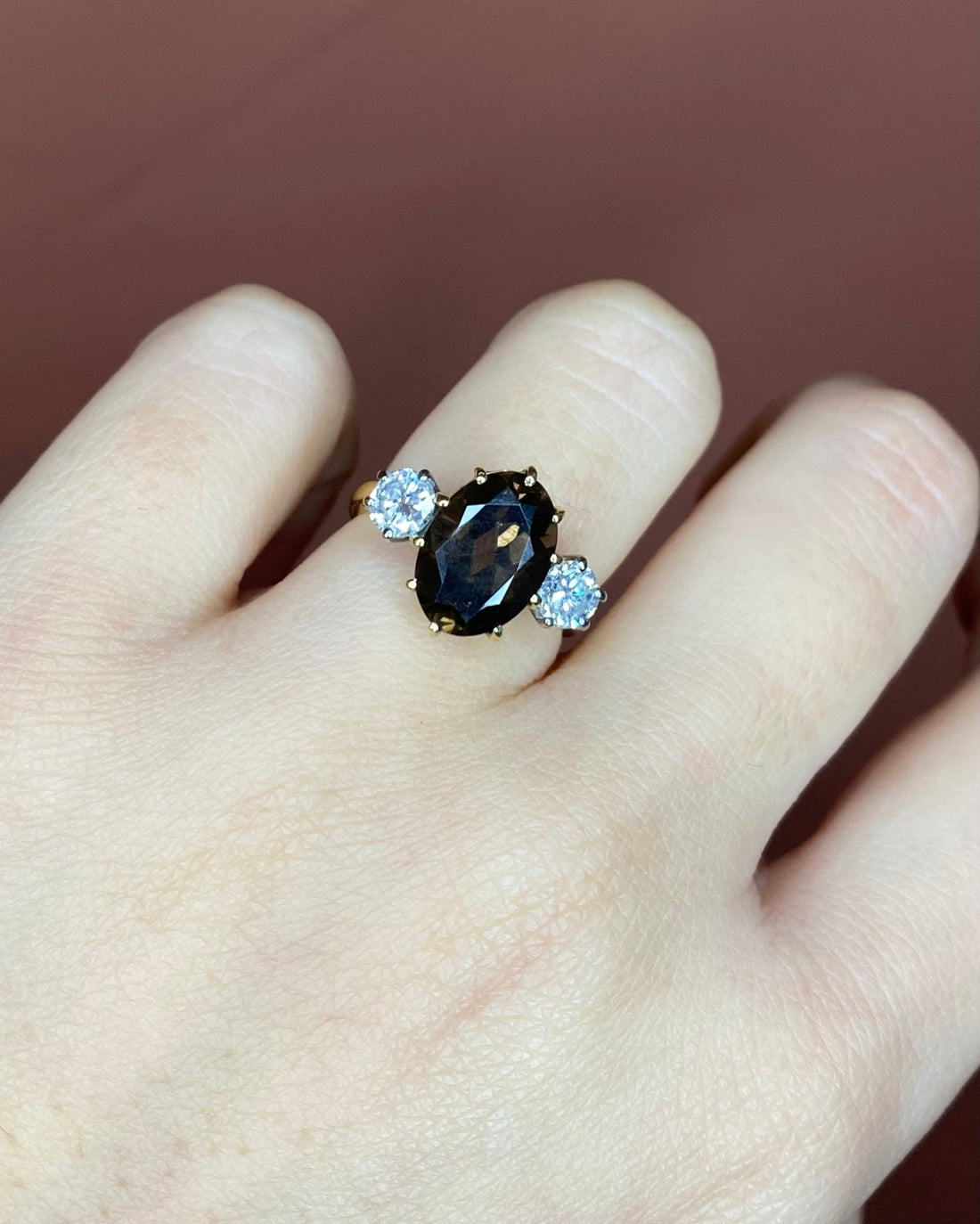 Bague Trilogie Quartz 4 carats &amp; Diamants 0.66 carat &quot;Lilia&quot; - Elliade Paris