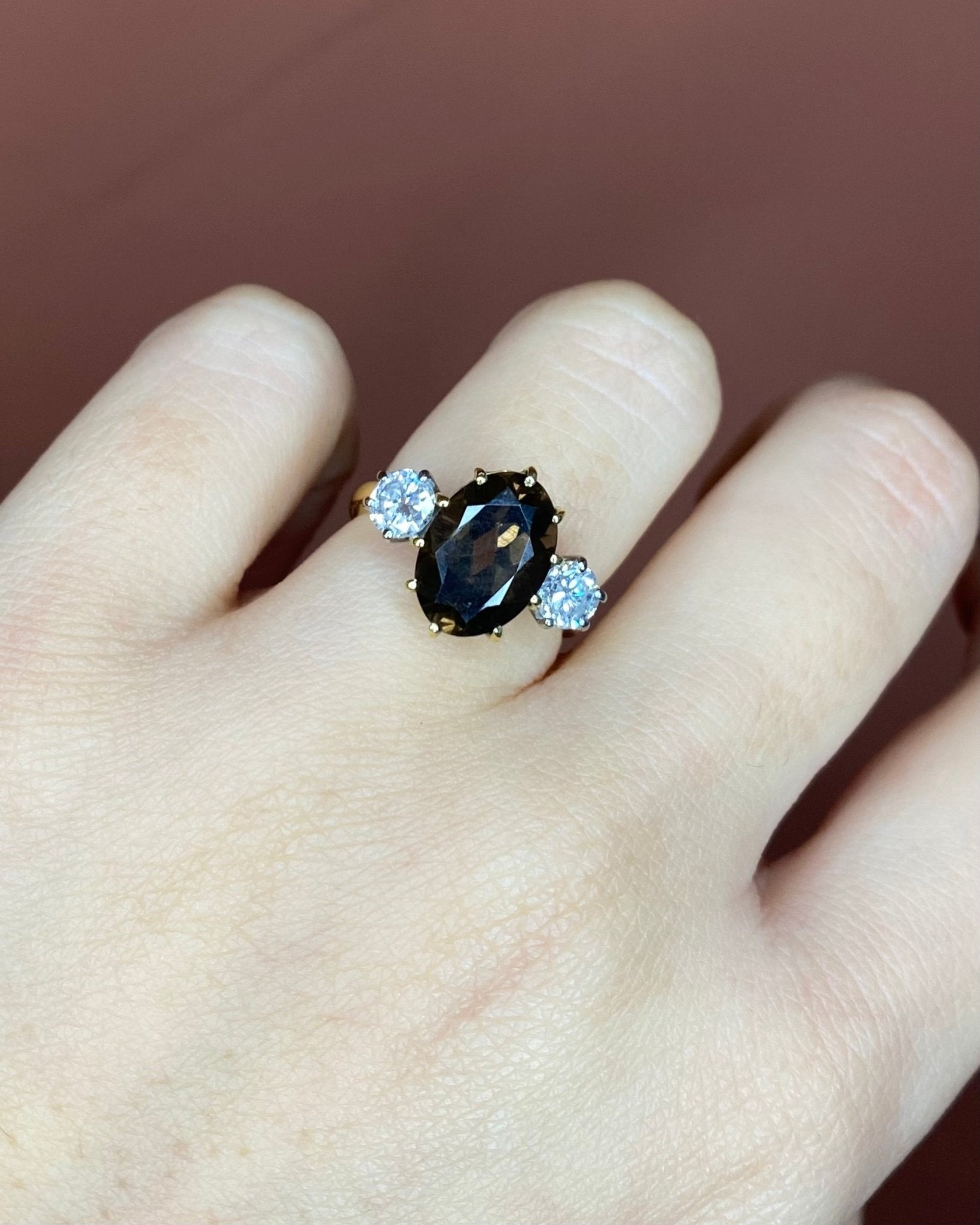 Bague Trilogie Quartz 4 carats &amp; Diamants 0.66 carat "Lilia" - Elliade Paris