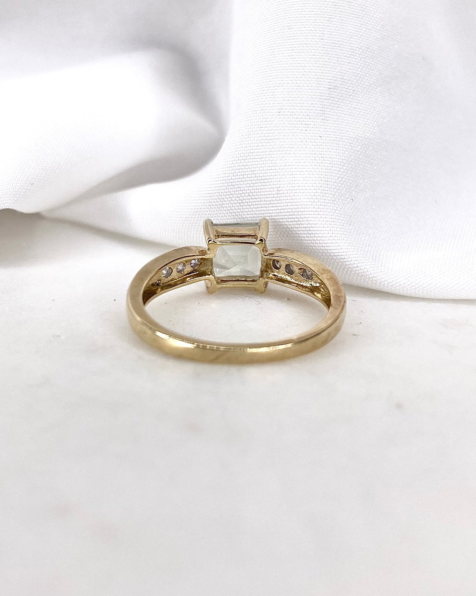 Bague Trilogie Quartz Prasiolite 1.20 carat &amp; Diamants &quot;Ava&quot; - Elliade Paris