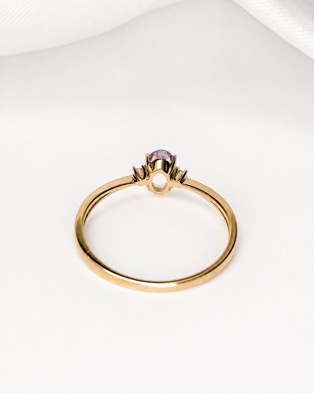 Bague Trilogie Quartz Rose 0.40 carat &amp; Diamants "Léana" - Elliade Paris