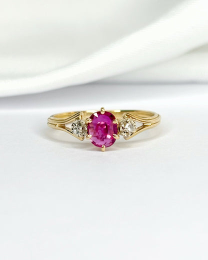 Bague Trilogie Rubis 0.38 carat &amp; Diamants "Alia" - Elliade Paris