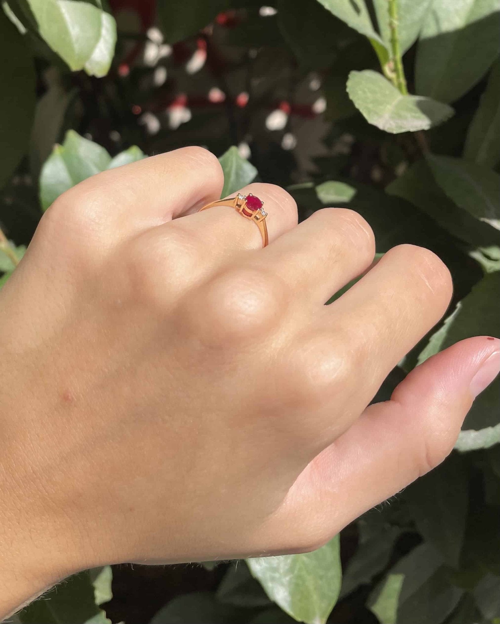 Bague Trilogie Rubis 0.40 Carat &amp; Diamants "Perry" - Elliade Paris