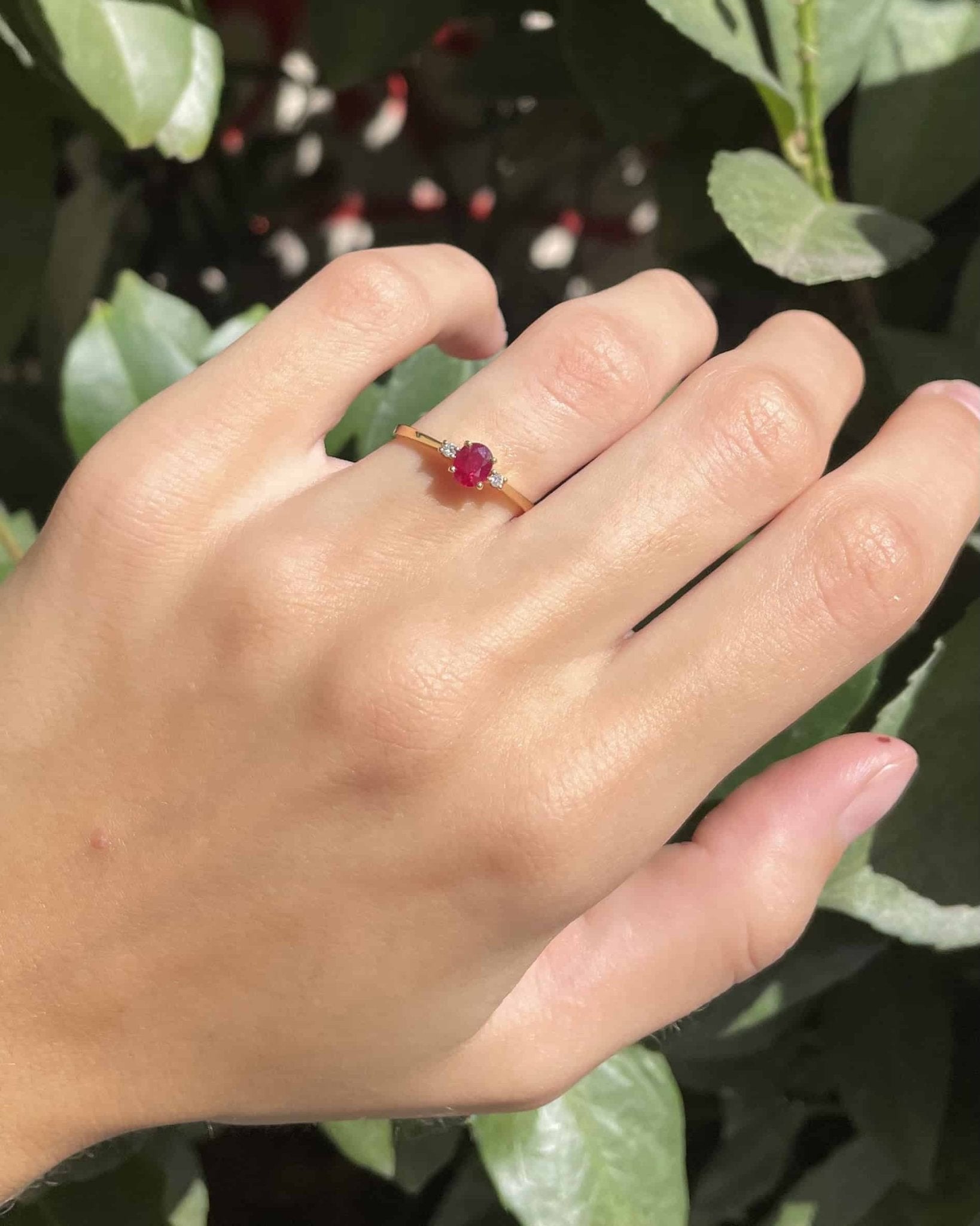 Bague Trilogie Rubis 0.40 Carat &amp; Diamants "Perry" - Elliade Paris