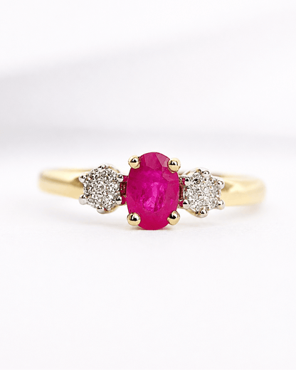 Bague Trilogie Rubis 0.60 carat &amp; Diamants "Julia" - Elliade Paris