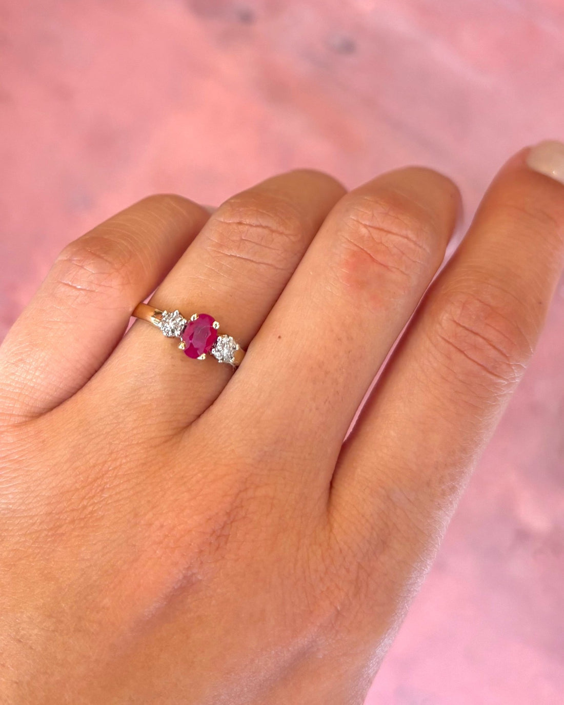 Bague Trilogie Rubis 0.60 carat &amp; Diamants "Julia" - Elliade Paris