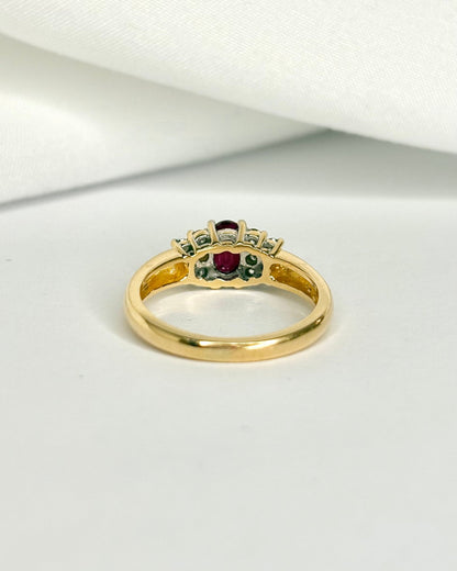 Bague Trilogie Rubis 0.80 carat &amp; Diamants 0.30 carat "Maria" - Elliade Paris