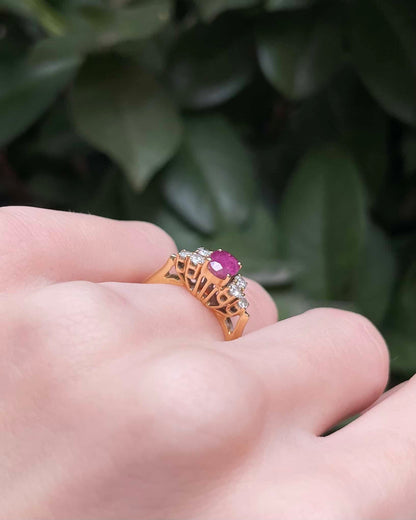 Bague Trilogie Rubis 1 carat &amp; Diamants &quot;Riviera&quot; - Elliade Paris