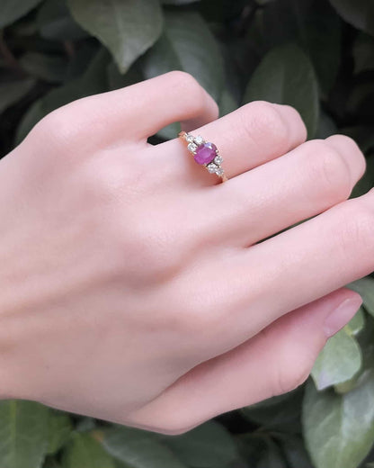 Bague Trilogie Rubis 1 carat &amp; Diamants &quot;Riviera&quot; - Elliade Paris