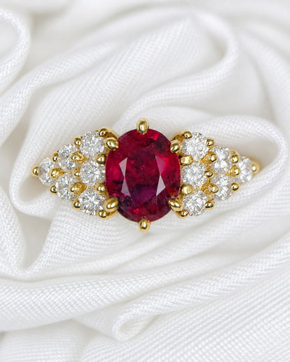 Bague Trilogie Rubis 1.65 carat &amp; Diamants 0.48 carat 4,05g "Serena" - Elliade Paris