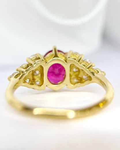 Bague Trilogie Rubis 1.65 carat &amp; Diamants 0.48 carat 4,05g "Serena" - Elliade Paris