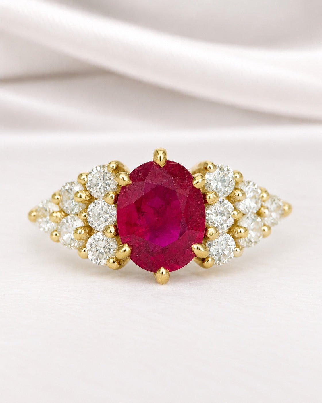 Bague Trilogie Rubis 1.65 carat &amp; Diamants 0.48 carat 4,05g "Serena" - Elliade Paris