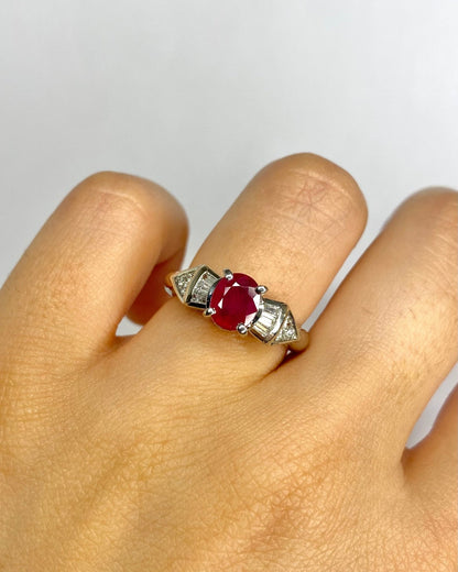 Bague Trilogie Rubis Birman 1.02 carat &amp; Diamants 0.23 carat "Sina" - Elliade Paris