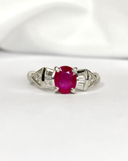 Bague Trilogie Rubis Birman 1.02 carat &amp; Diamants 0.23 carat "Sina" - Elliade Paris