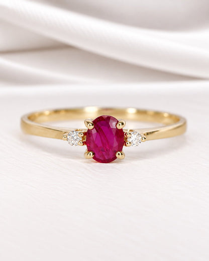 Bague Trilogie Rubis &amp; Diamants "Capucine" - Elliade Paris