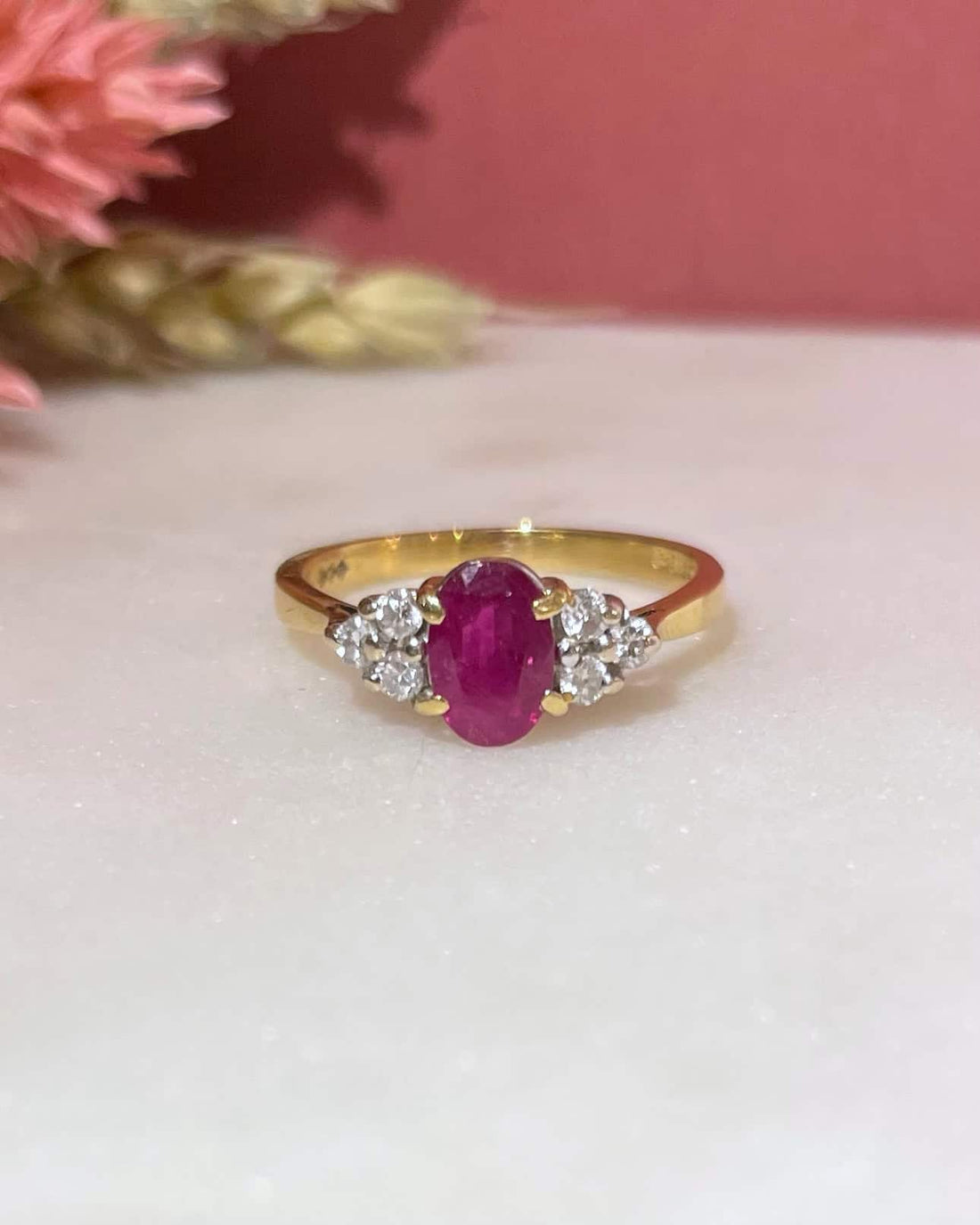 Bague Trilogie Rubis 0.65 carat &amp; Diamants &quot;Kiara&quot;