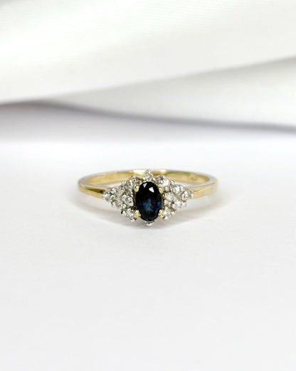 Bague Trilogie Saphir 0.46 carat &amp; Diamants "Danae" - Elliade Paris