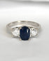 Bague Trilogie Saphir 0.85 carat & Diamants 0.40 carat "Éléanore" - Elliade Paris