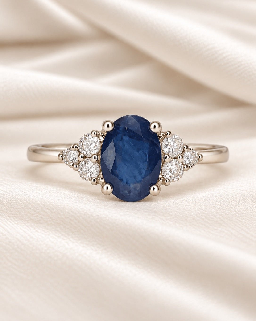 Bague Trilogie Saphir 0.85 carat &amp; Diamants "Aby" - Elliade Paris