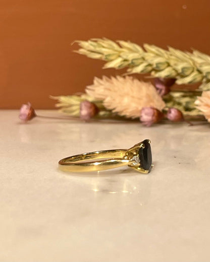 Bague Trilogie Saphir 1 carat &amp; Diamants &quot;Emmanuelle&quot; - Elliade Paris