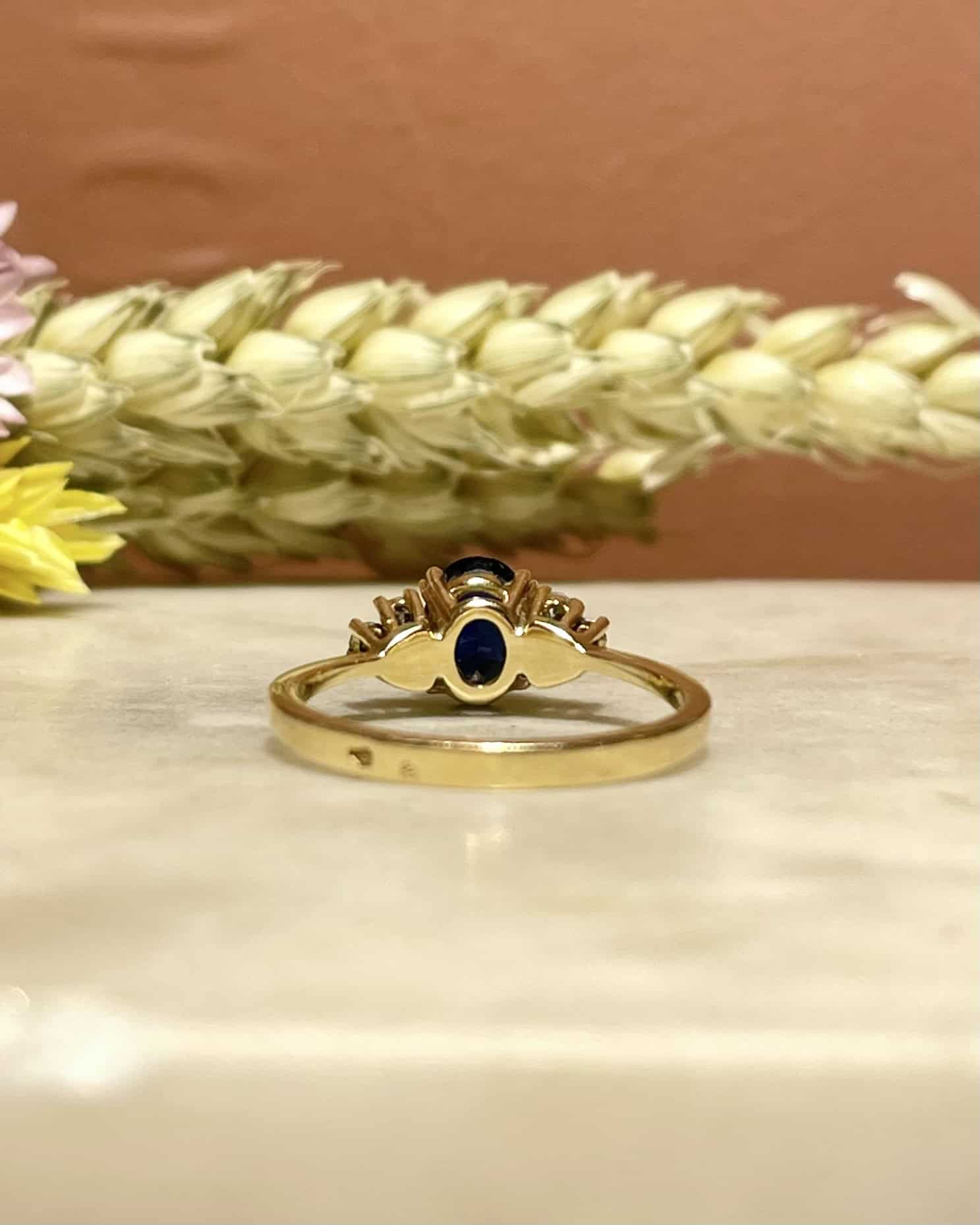 Bague Trilogie Saphir 1 carat &amp; Diamants "Katerina" - Elliade Paris