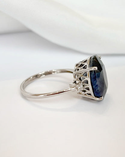 Bague Trilogie Saphir 10.40 carat &amp; Diamants "Mila" - Elliade Paris