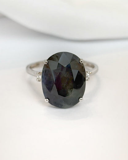 Bague Trilogie Saphir 10.40 carat &amp; Diamants "Mila" - Elliade Paris