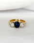 Bague Trilogie Saphir 1.20 carat & Diamants 0.30 carat "Roxane" - Elliade Paris