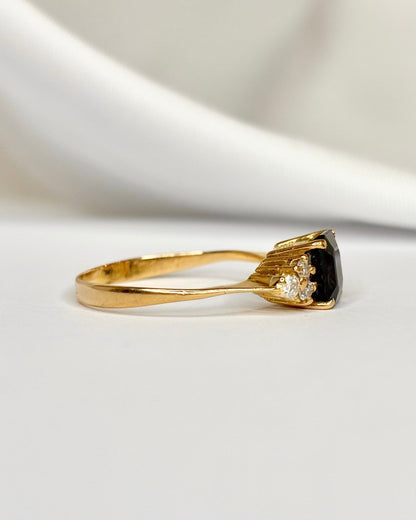 Bague Trilogie Saphir 1.20 carat &amp; Diamants "Carmen" - Elliade Paris