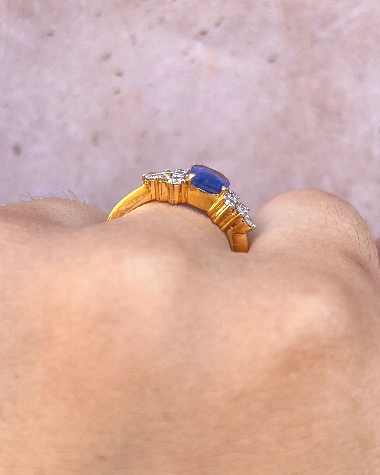 Bague Trilogie Saphir 1.40 carat &amp; Diamants 0.36 carat "Divine" - Elliade Paris