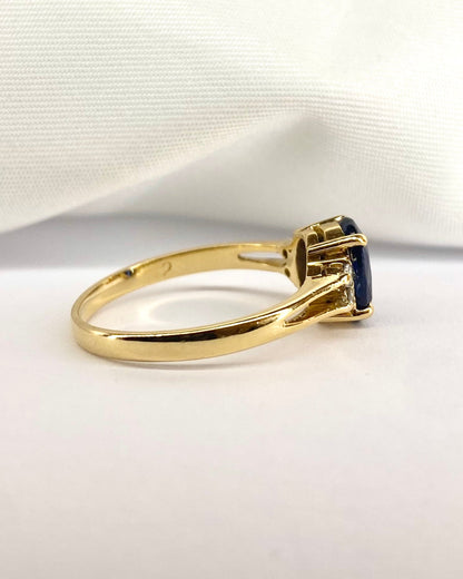 Bague Trilogie Saphir 1.45 carat &amp; Diamants "Léonie" - Elliade Paris