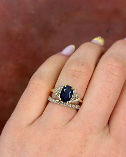 Bague Trilogie Saphir 1.55 carat &amp; Diamants 0.78 carat "Sofia" - Elliade Paris