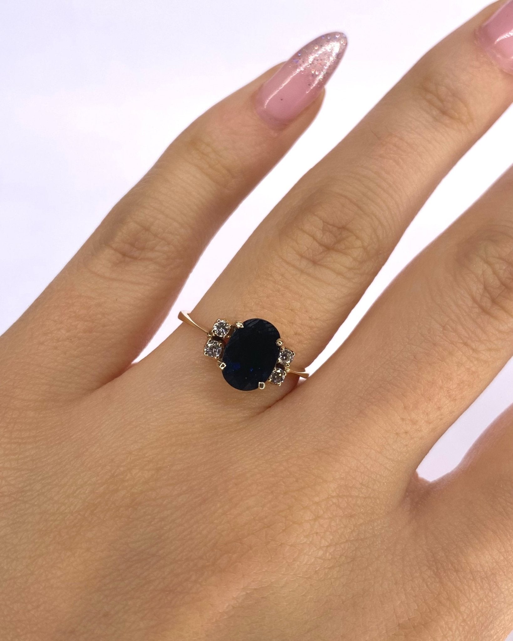 Bague Trilogie Saphir 1.78 carat &amp; Diamants "Dorota" - Elliade Paris