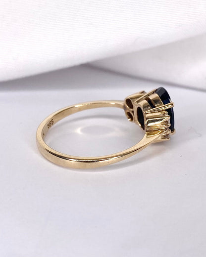 Bague Trilogie Saphir 1.78 carat &amp; Diamants "Dorota" - Elliade Paris