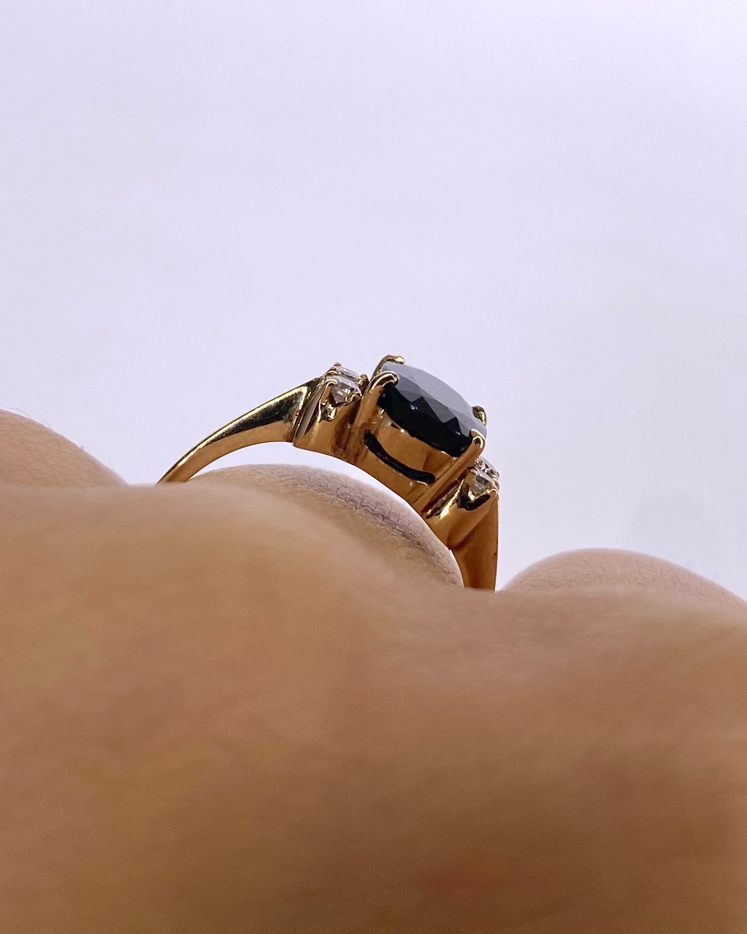 Bague Trilogie Saphir 1.78 carat &amp; Diamants "Dorota" - Elliade Paris