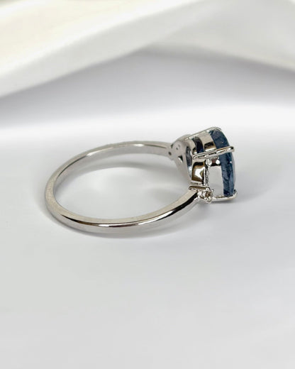 Bague Trilogie Saphir 2.70 carats &amp; Diamants "Florie" - Elliade Paris