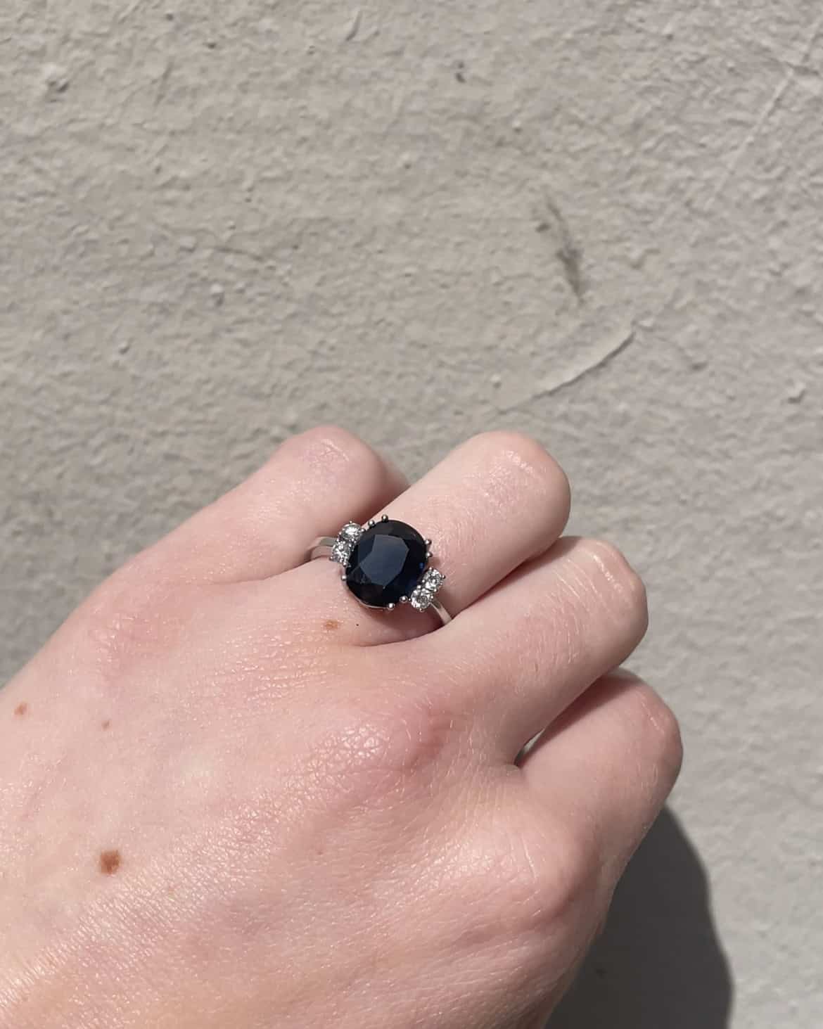 Bague Trilogie Saphir 3 carats &amp; Diamants &quot;Eva&quot; - Elliade Paris
