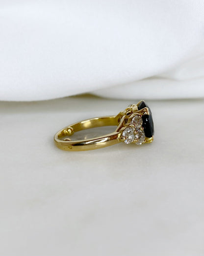 Bague Trilogie Saphir 3.40 carats &amp; Diamants &quot;Erika&quot; - Elliade Paris