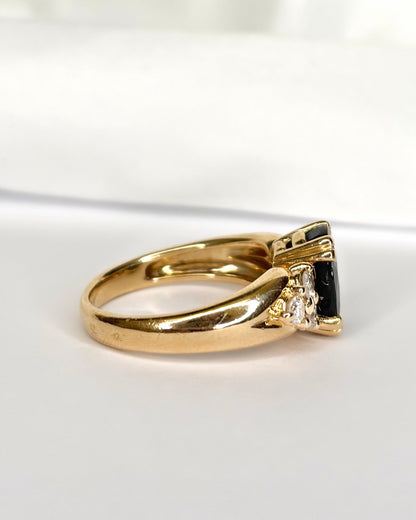Bague Trilogie Saphir 3.50 carats &amp; Diamants 0.42 carat "Cécilia" - Elliade Paris