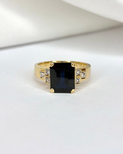 Bague Trilogie Saphir 3.70 carats &amp; 6 Diamants &quot;Guilia&quot; - Elliade Paris