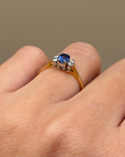 Bague Trilogie Saphir &amp; 4 Diamants &quot;Naé&quot; - Elliade Paris