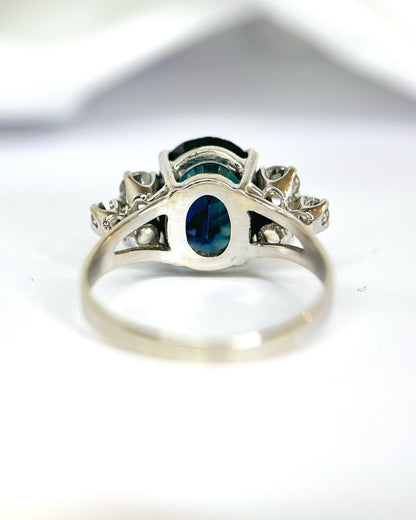 Bague Trilogie Saphir 5.26 carats &amp; Diamants 0.30 carat 4,2g "Célia" - Elliade Paris