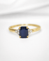 Bague Trilogie Saphir Chatoyant 1.20 carat & Diamants "Louanne" - Elliade Paris