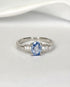 Bague Trilogie Saphir Cornflower 0.86 carat & Diamants "Prisca" - Elliade Paris